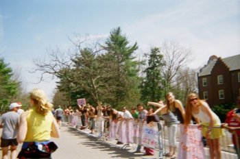 The Wellesley girls offer love to the runners